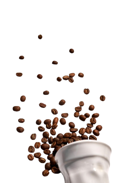 vaso tirado con granos de café 93 esparcido